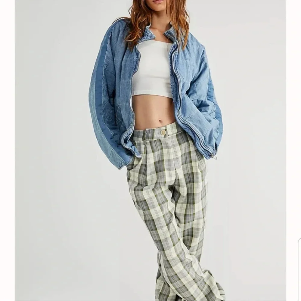 Free People Quilted Dolman Denim Jacket Size S